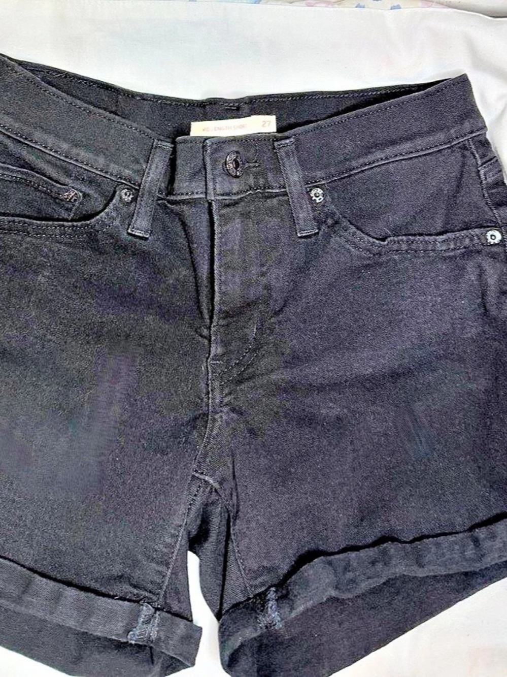 Levi's Mid Length Short Denim Jean Shorts Black Waist 27